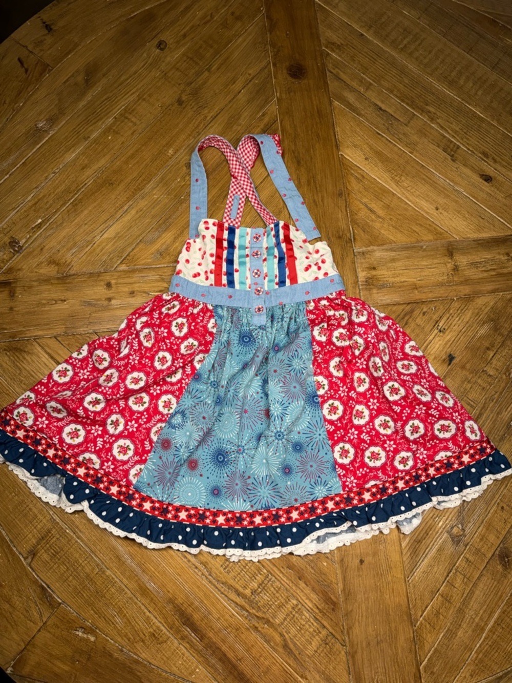 Matilda Jane Land of Sweets Holiday Patchwork Tie Strap Dress Size 6